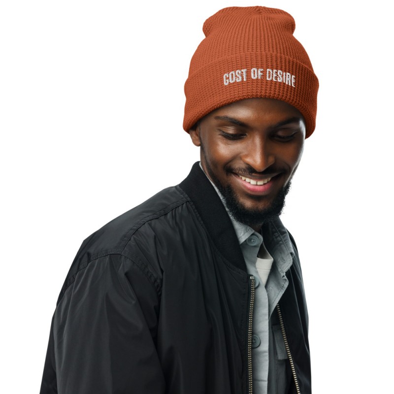 Cost of Desire Embroidered Waffle Beanie